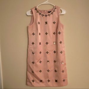 Pink silk dress with diamond details